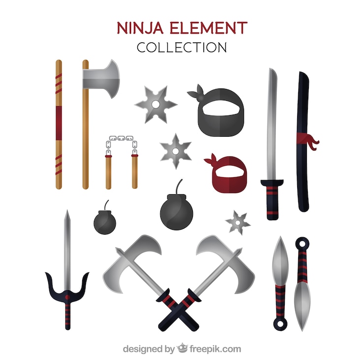 Free Vector ninja warrior element collection with flat design