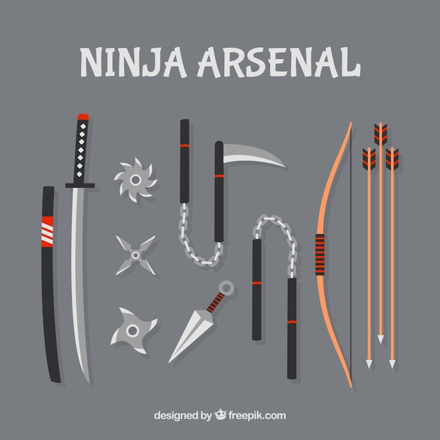 Free vector ninja weapons collection