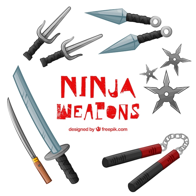 Vettore gratuito collezione di armi ninja