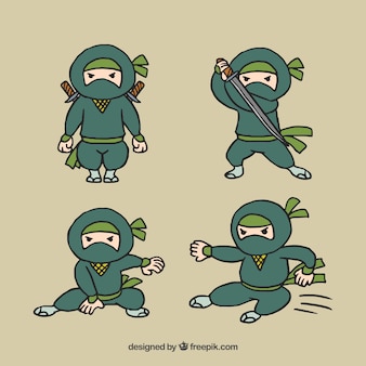 Ninjas character collection with different poses