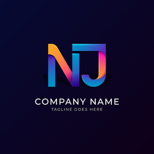 Vettore gratuito modello di progettazione del logo nj