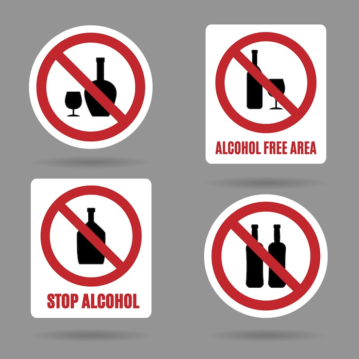 Free Vector no alcohol and alcohol free area signs.