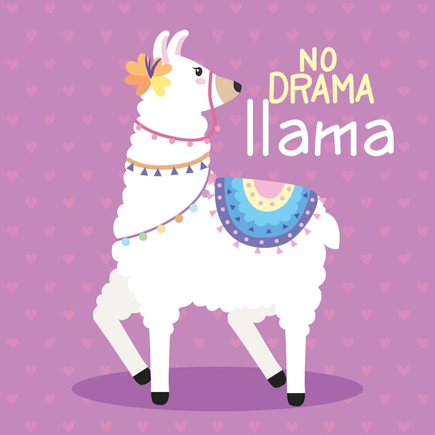 Free vector no drama , llama lettering card