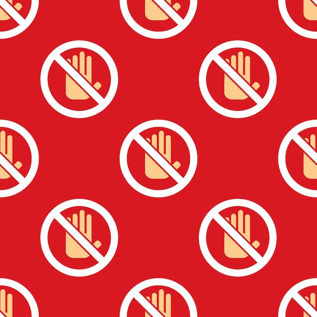 Free vector no entry hand icon pattern. stop sign background