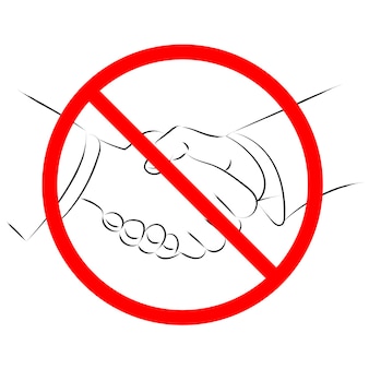 Значок линии не рукопожатие. знак линейного стиля запрета рукопожатия