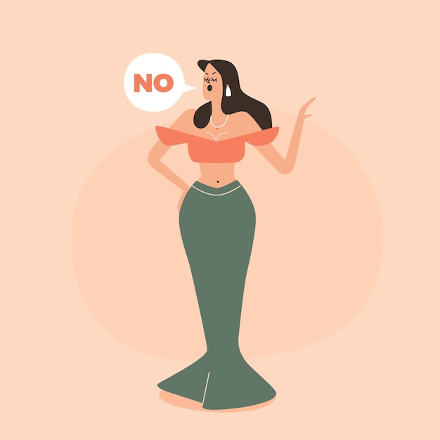 Free vector no means no character dressed in long skirt