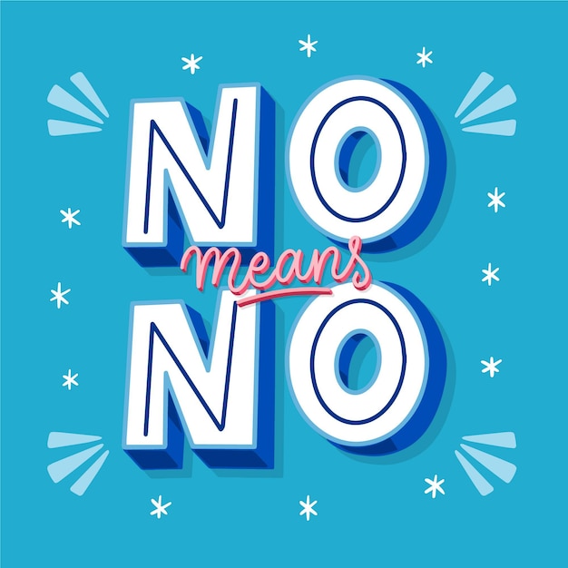 Free vector no means no creative lettering on blue background