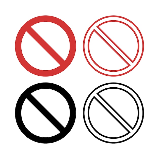 Free vector no sign red and black set outline and flat