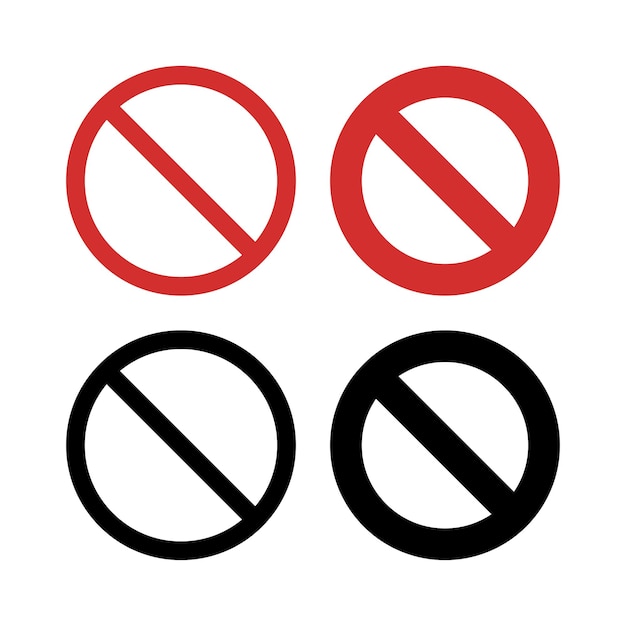 Free vector no sign red and black set