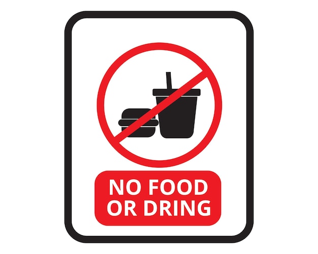Запрет или остановка еды или питья предупреждающий знак или символ векторной иллюстрации искусства