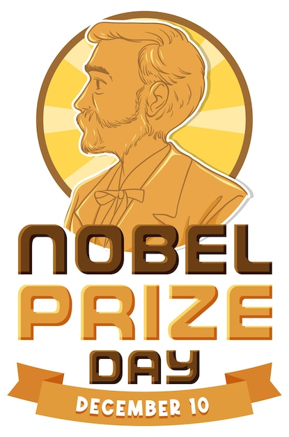 Vettore gratuito testo del giorno del premio nobel per il design di banner o poster