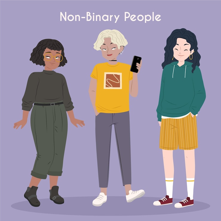 Free Vector non-binary people collection
