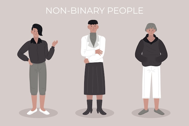 Бесплатное векторное изображение Плоская иллюстрация небинарных людей