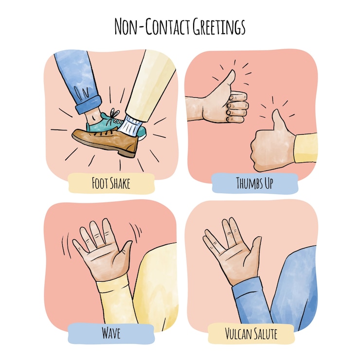 Free Vector non-contact greetings illustration