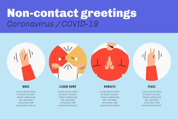 Free vector non-contact greetings illustrations set