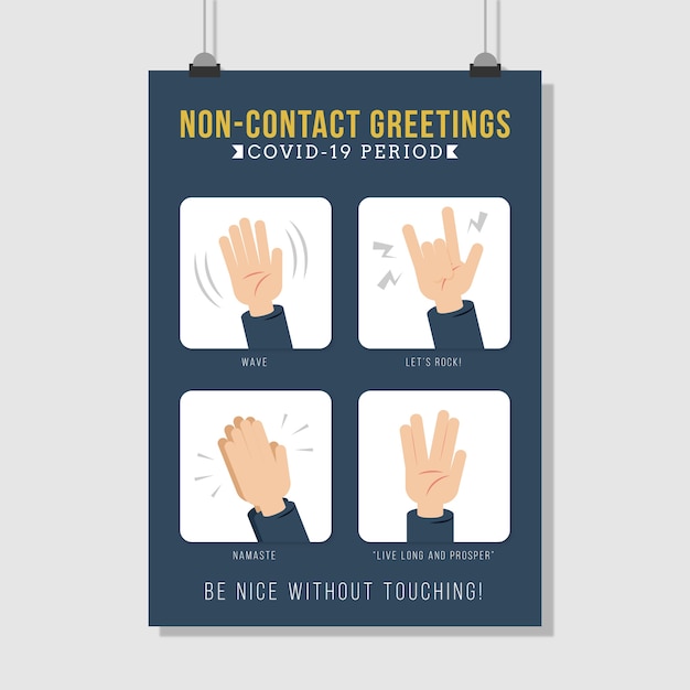 Free vector non-contact greetings poster