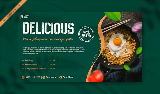 Noodle food banner template for promotion business Premium Vector
