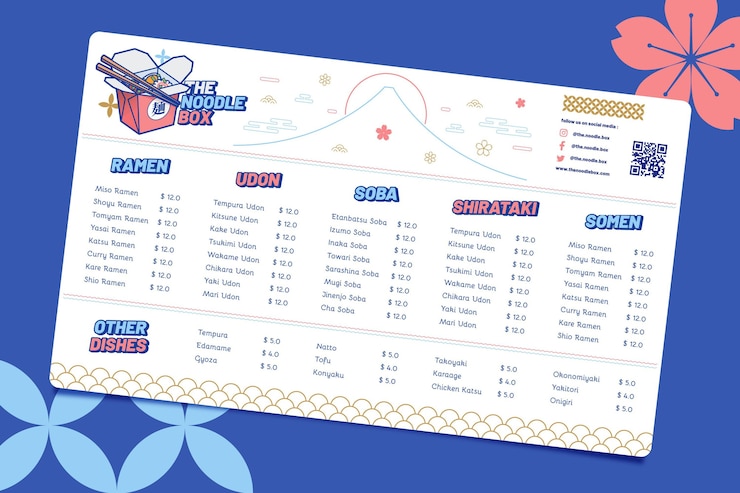 Free Vector noodle restaurant menu template