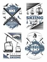 Free vector nordic skiing illustration set