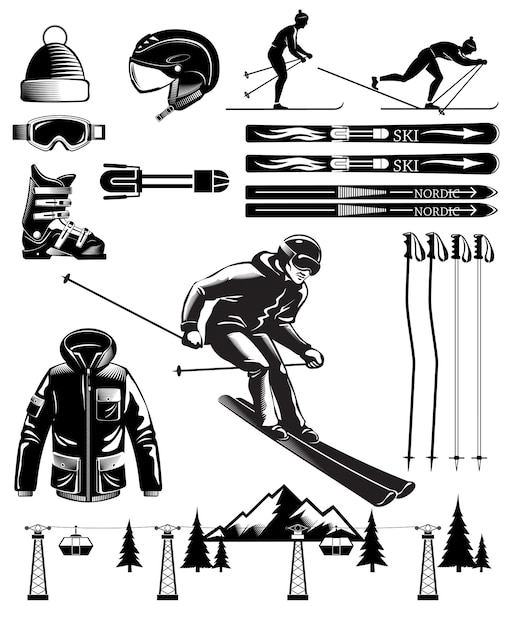 Nordic Skiing Vintage Elements