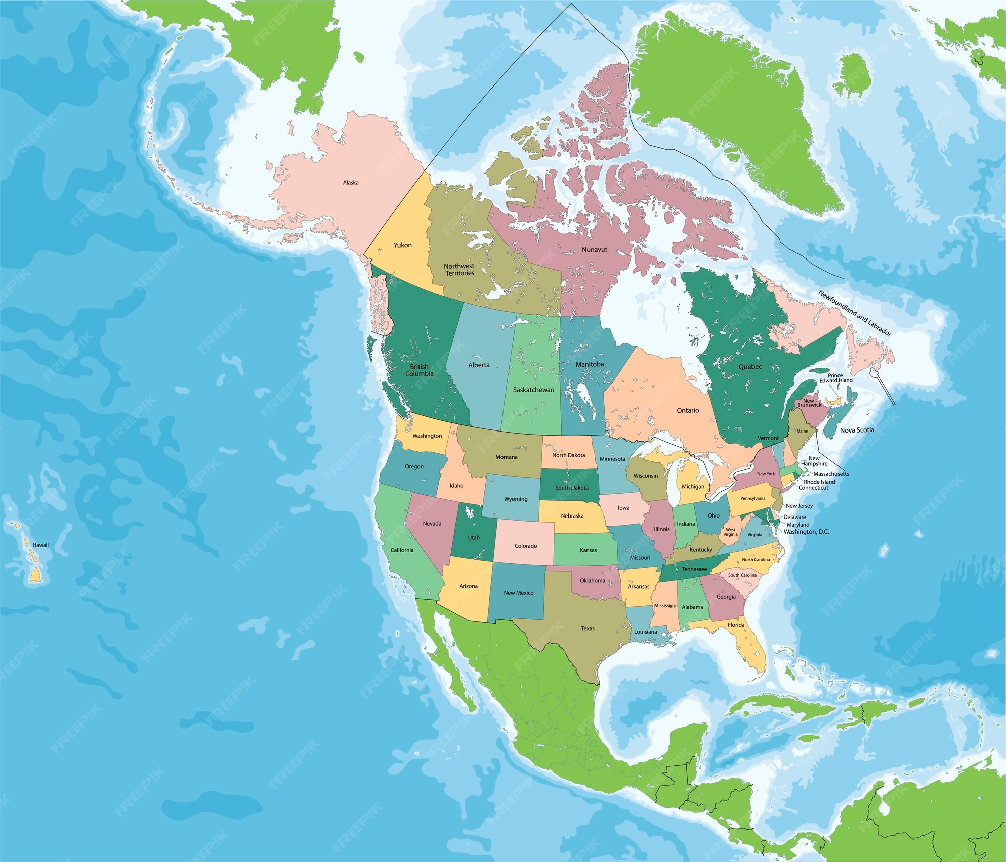 Canada On Map Of North America Premium Vector | North America Map With Usa And Canada