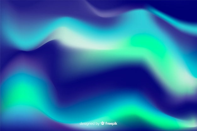 波状の青い線とオーロラの背景