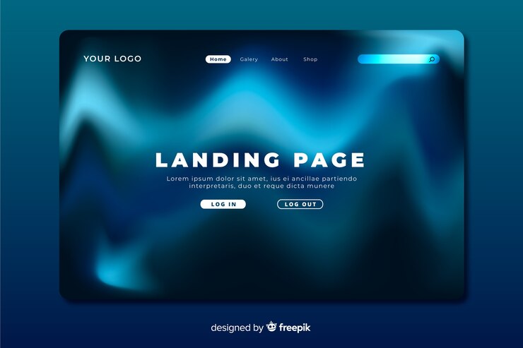 Free Vector northern lights blue waves landing page