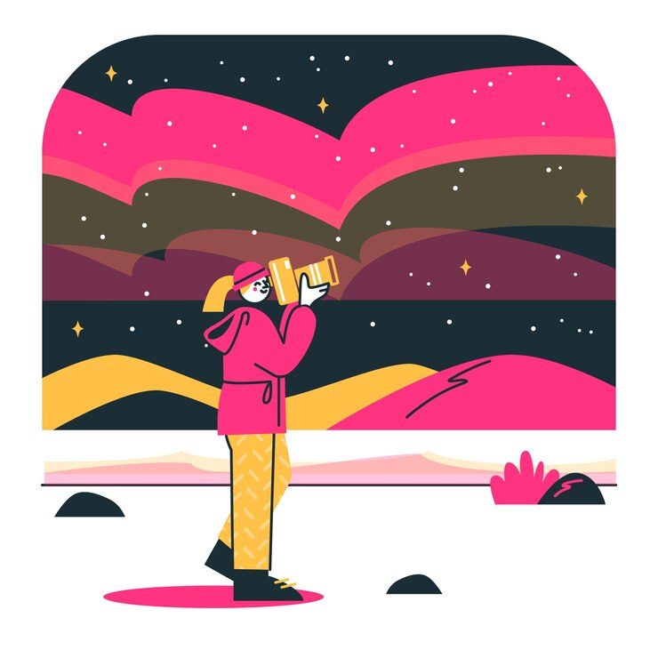 Free Vector northern lights concept illustration