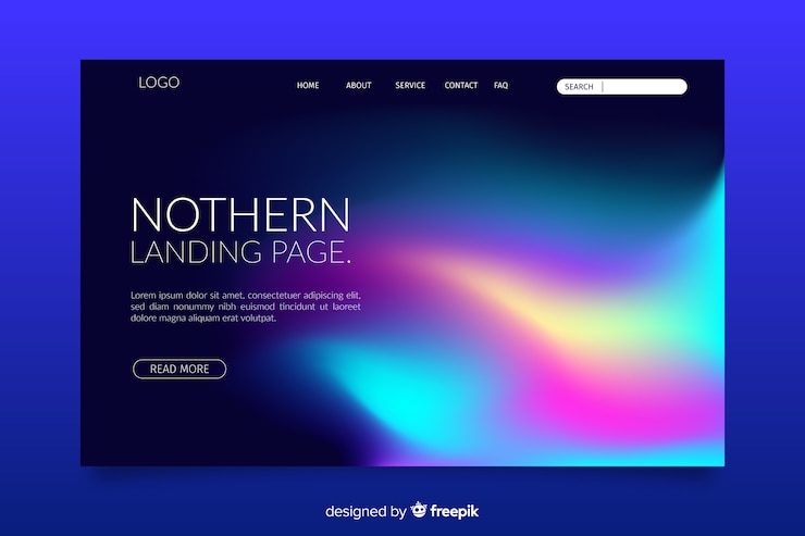Free Vector northern lights landing page template