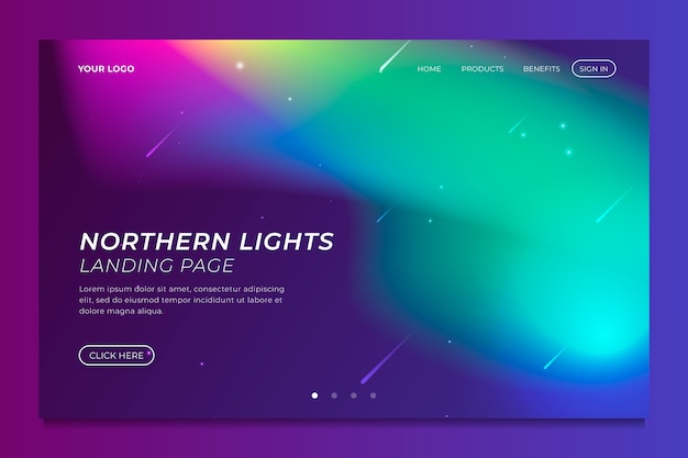 Northern lights landing page template