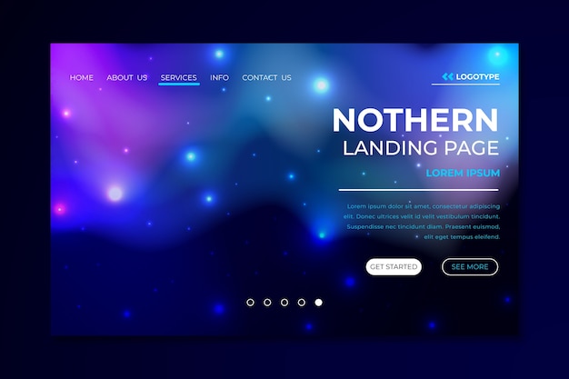 Free vector northern lights landing page template