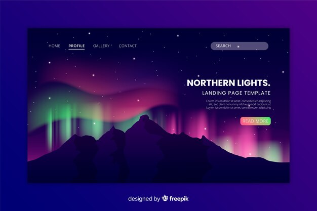 Northern lights landing page template