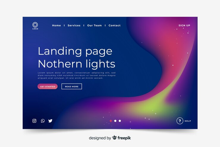 Free Vector northern lights landing page template