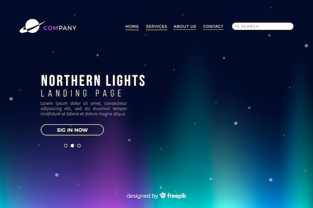 Free vector northern lights landing page
