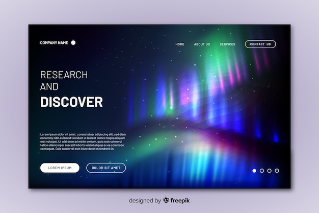 Free vector northern lights landing page