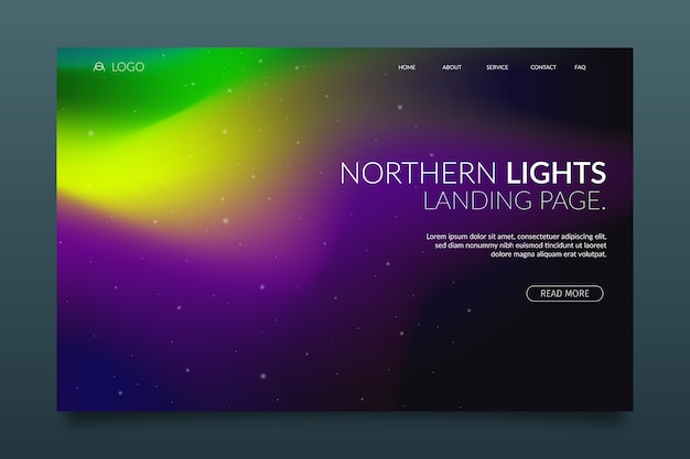 Free vector northern lights landing page