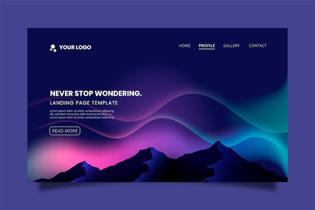 Free vector northern lights landing page