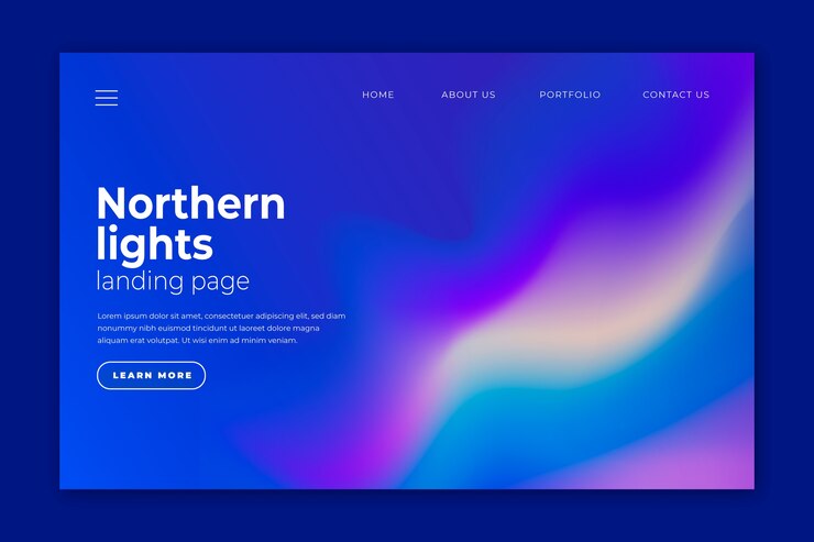 Free Vector northern lights landing page