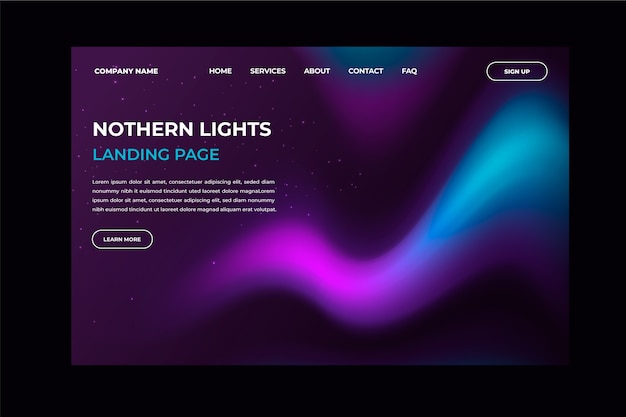 Free vector northern lights landing page