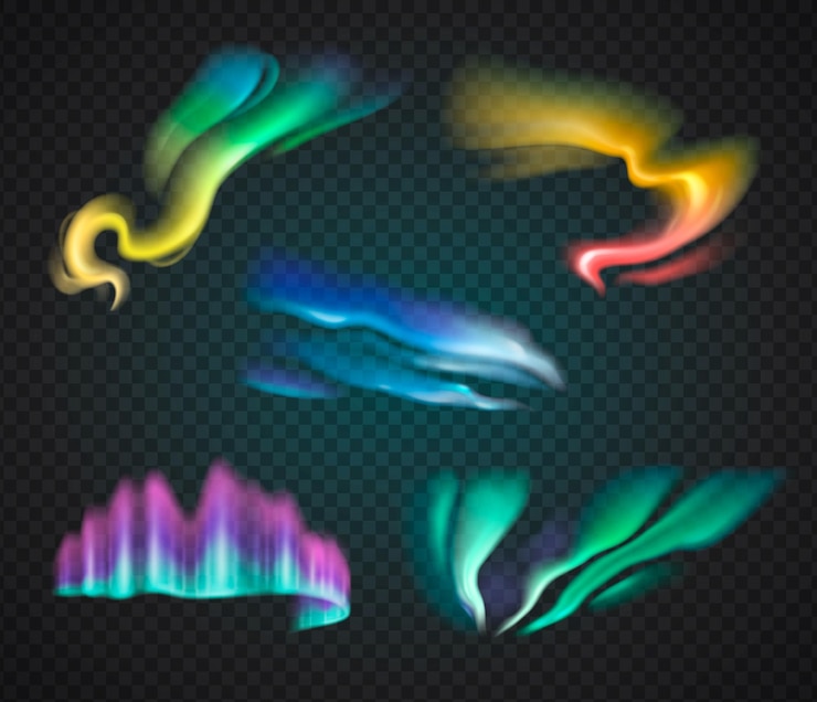 무료 Vector 오로라 현실적인 세트