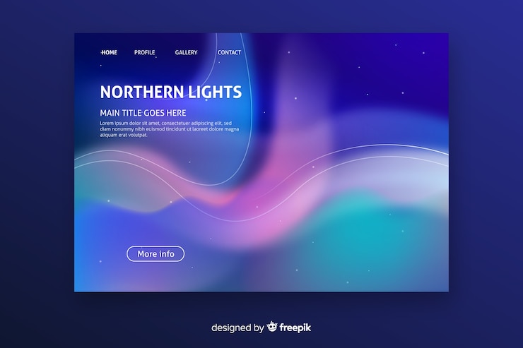 Free Vector northern lights template landing page