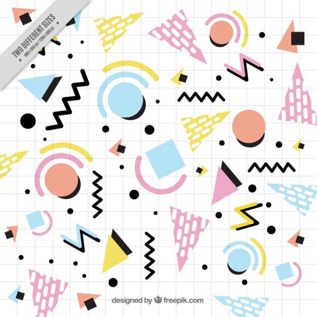 Notebook background with geometric shapes