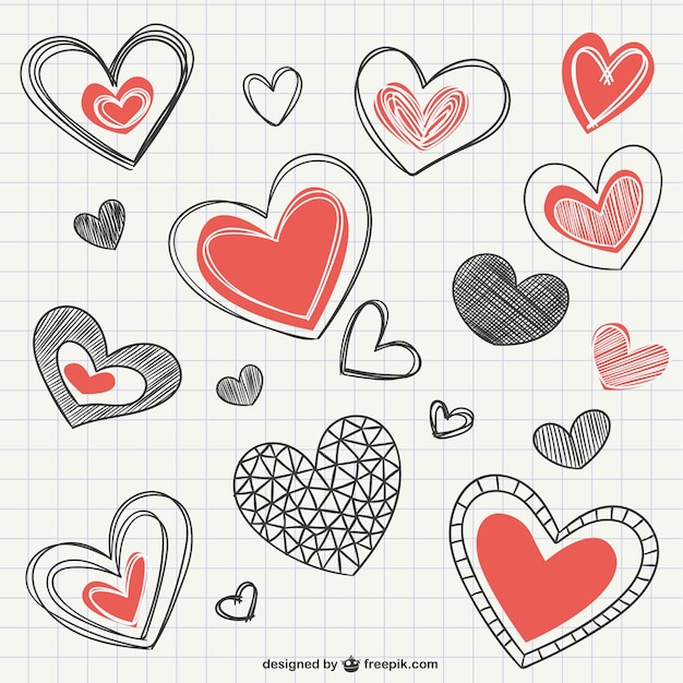 Free vector notebook heart drawings