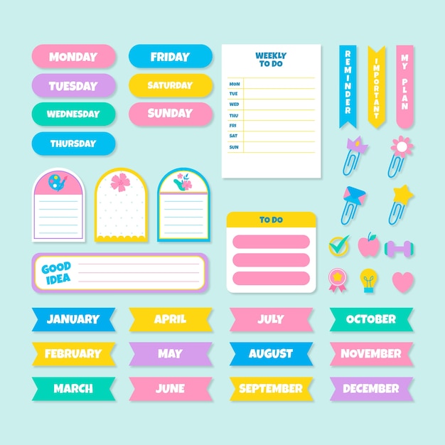 Free vector notebook label collection design