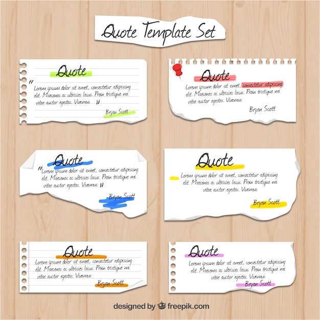 Notebook Paper Quote Templates