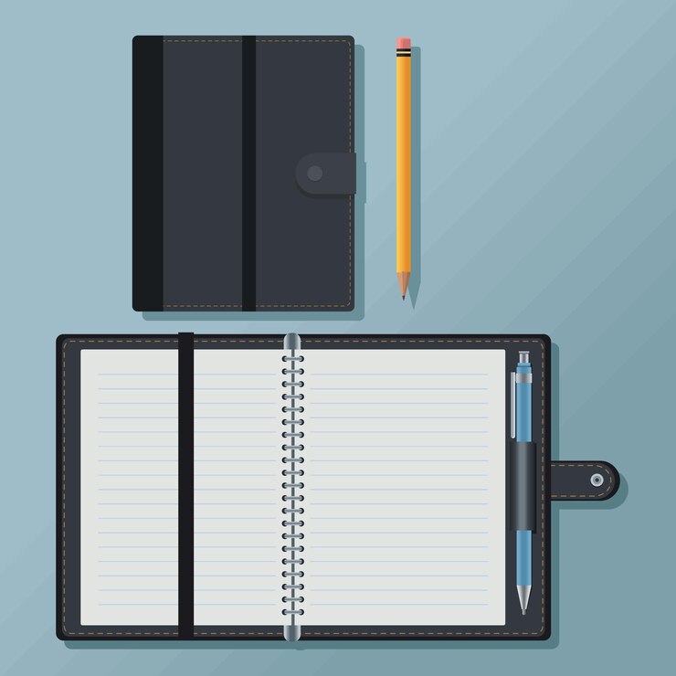 Free Vector notebook and pencil mockup icons
