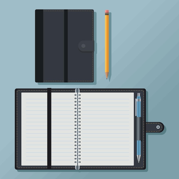 notebook and pencil mockup icons