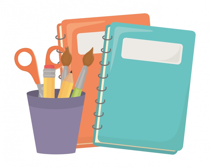 मुफ़्त वेक्टर notebook and school supplies 