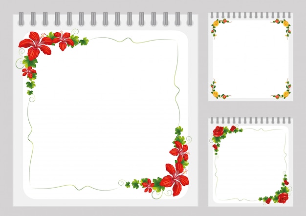 Notebook template with colorful flower frames