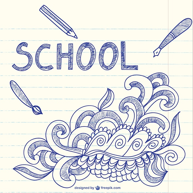 Vettore gratuito notebook con la scuola abbozzato doodles arte